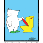 Man looking into toilet fears wife decietful divorce This-and-That Cartoons Daily Comic Strip Funny Web-Comic Web-Cartoon Slotwinski Cartoons Comics